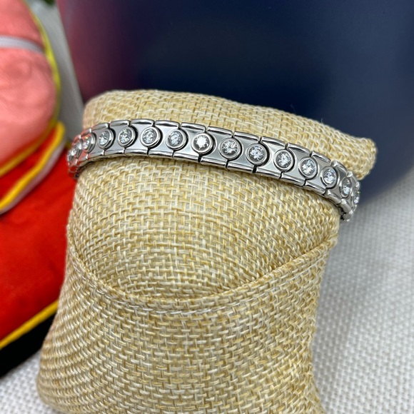 Vintage Stainless Steel CZ Flex Bracelet - Picture 9 of 16